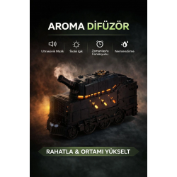 Mey İthalat® Buhar Efektli Zırhlı Tren Tasarımlı Aromaterapi Hava Nemlendirici – LED Işıklı, Sessiz ve USB Şarjlı