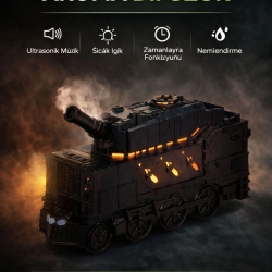 Mey İthalat® Buhar Efektli Zırhlı Tren Tasarımlı Aromaterapi Hava Nemlendirici – LED Işıklı, Sessiz ve USB Şarjlı