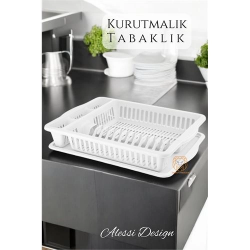 Mey İthalat® Bulaşık Durulama Sepeti Tabaklık Bulaşık Kurutmalık BEYAZ Alessi 714493