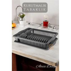 Mey İthalat® Bulaşık Durulama Sepeti Tabaklık Bulaşık Kurutmalık GRİ Alessi 715437