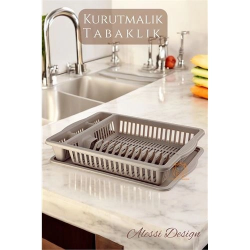 Mey İthalat® Bulaşık Durulama Sepeti Tabaklık Bulaşık Kurutmalık KAHVE Alessi 715438