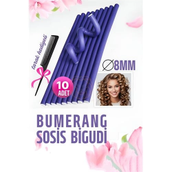 Mey İthalat® Bumerang Sosis Bigudi Tarak Seti 8 mm Kalınlık 10 Adet 721387
