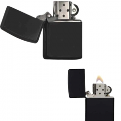 Mey İthalat® Çakmak Parlak Siyah Benzinli Çakmak Cep Boy Doldurulabilir