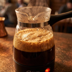 Mey İthalat® Cam Cezveli Türk Kahvesi Makinesi 650W 5 Fincan Kapasiteli Elektrikli Kahve Makinesi