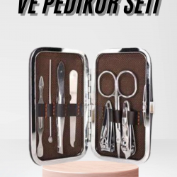 Mey İthalat® Çantalı 7 Parça Manikür Pedikür Seti Tırnak Makası Cımbız Törpü