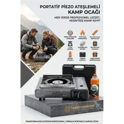 Mey İthalat® Çantalı GRİ Portatif Kamp Ocağı + 1 X Kartuş  Piknik Ocağı Otomatik Ateşlemeli 723181
