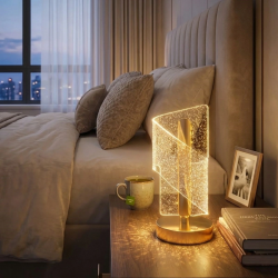 Mey İthalat®  Çapraz Kavisli Kristal Simli LED Masa ası – Gold Gövdeli, Dokunmatik, 3 Kademe Işık Ayarlı Şarjlı Dekoratif a