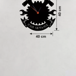 Mey İthalat® Car Service Temalı Ahşap Duvar Saati - 40x40 cm Teknik Servis Dekoru
