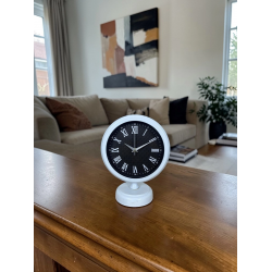 Mey İthalat® Carbon Roman Beyaz 25 x 20 Cm Metal Masa Saati