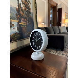 Mey İthalat® Carbon Roman Beyaz 25 x 20 Cm Metal Masa Saati