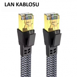 Mey İthalat® Cat 8 LAN Kablosu –Ethernet Kablosu Örgü Kaplama, Yüksek Hızlı (10 METRE)
