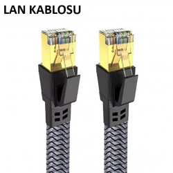 Mey İthalat® Cat 8 LAN Kablosu –Ethernet Kablosu Örgü Kaplama, Yüksek Hızlı (2 METRE)