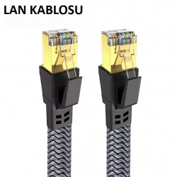 Mey İthalat® Cat 8 LAN Kablosu –Ethernet Kablosu Örgü Kaplama, Yüksek Hızlı (3 METRE)