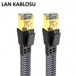 Mey İthalat® Cat 8 LAN Kablosu –Ethernet Kablosu Örgü Kaplama, Yüksek Hızlı  (5 METRE)