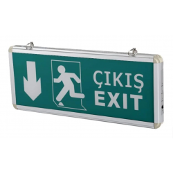 Mey İthalat® Cata 9167 Ledli Aşağı Ok Exit Çıkış Armatürü 3 Saat Akülü