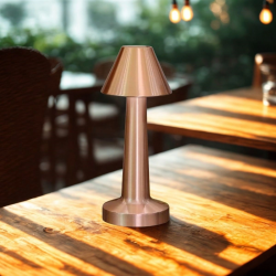 Mey İthalat®  Çatı Model Bronz Renk Şarjlı Dokunmatik 3 Renkli LED Masa ası
