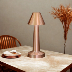 Mey İthalat®  Çatı Model Bronz Renk Şarjlı Dokunmatik 3 Renkli LED Masa ası