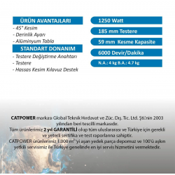 Mey İthalat® CatPower 1207 Daire Testere 185 mm 1250 Watt