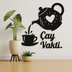 Mey İthalat® Çay Vakti – Ahşap Mutfak Duvar Dekoru
