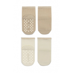 Mey İthalat® Çemberli Basic Penye Kaymaz Soket Çorap 2li 10146 Bej