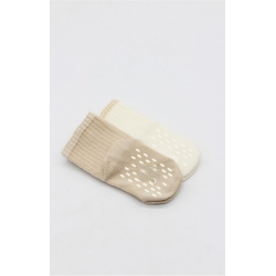 Mey İthalat® Çemberli Basic Penye Kaymaz Soket Çorap 2li 10146 Bej