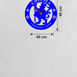 Mey İthalat® Chelsea FC Logolu Ahşap Duvar Saati - 40x40 cm Taraftar Hediyesi