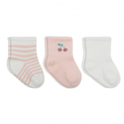 Mey İthalat® Cherry Girl 3'lü Penye Soket Çorap 10138 Ekru