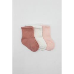 Mey İthalat® Cherry Girl 3'lü Penye Soket Çorap 10138 Pudra