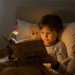 Mey İthalat®  Çiçek Model Mandallı LED Kitap Okuma ası – Kıvrılabilir Esnek Gövdeli, Taşınabilir Gece ası & Masaüstü Okuma Işığı