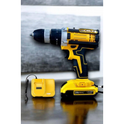 Mey İthalat® Çift Bataryalı Metal Dişli Darbeli Şarjlı Matkap Seti 24W Güç ve 24 Parça Aksesuar