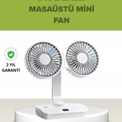 Mey İthalat® Çift Kafalı Masaüstü ve Duvar Tipi Sessiz USB Şarjlı Fan