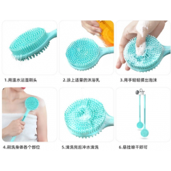 Mey İthalat® Çift Taraflı Silikon Uzun Saplı  Banyo Fırçası CM-331