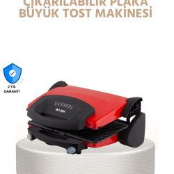Mey İthalat® Çıkarılabilir Plakalı 2000W Tost Makinesi – Termostatlı, Kolay Temizlenir