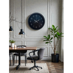 Mey İthalat® Classic Black Zarif 40 cm Metal Duvar Saati