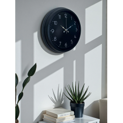 Mey İthalat® Classic Black Zarif 40 cm Metal Duvar Saati