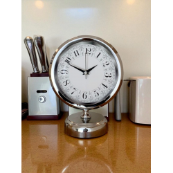 Mey İthalat® Classic Series  25 x 20 Cm Metal Krom Masa Saati