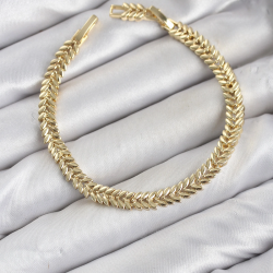 Mey İthalat® CM Başak Model Gold Renk Pirinç Kadın Bileklik