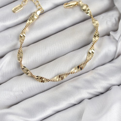 Mey İthalat® CM Burgu İtalyan Zincir Model Gold Renk Pirinç Kadın Bileklik