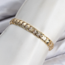 Mey İthalat® CM Kalın Yılan Model Zirkon Taşlı VIP Seri Gold Renk Pirinç Kadın Bileklik