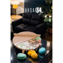Mey İthalat®  Çocuk 34 cm Ahşap Hamur Açma Masası Mini Oklava ile Oyun Hamuru Tahtası 714536
