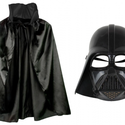 Mey İthalat® Çocuk Boy Yıldız Savaşları Star Wars Darth Vader Maskesi ve 90 cm Pelerin Seti Siyah