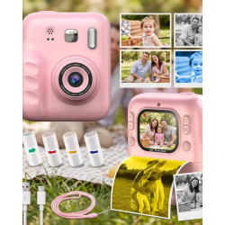 Mey İthalat® Çocuk Dijital Fotoğraf Makinesi Anında Baskı ve HD Video Kayıt Özellikli 5 kalem ve 4 rulo kağıt hediye