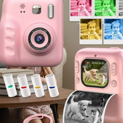 Mey İthalat® Çocuklar İçin Anında Baskılı Kamera 4 Rulo Kağıt ve 5 Renk Kalem Hediyeli