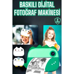 Mey İthalat® Çocuklar İçin Özel Fotoğraf Makinesi Printer Kamera Taşınabilir HD