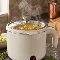 Mey İthalat® Çok Amaçlı Elektrikli Pişirici 1 Litre Mini Elektrikli Tencere Buharda Pişirme Özellikli