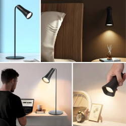 Mey İthalat® Çok Amaçlı Güçlü Manyetik Başlıklı 4’ü 1 Arada Portatif Siyah LED a Masaüstü, El Feneri, Duvara Asılabilir ve Mandallı Klipsli Işık