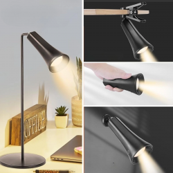 Mey İthalat® Çok Amaçlı Güçlü Manyetik Başlıklı 4’ü 1 Arada Portatif Siyah LED a Masaüstü, El Feneri, Duvara Asılabilir ve Mandallı Klipsli Işık