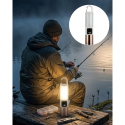 Mey İthalat® Çok Amaçlı Kamp Feneri USB Şarjlı Çift Işık Kaynaklı Güç Ekranlı LED Aydınlatma