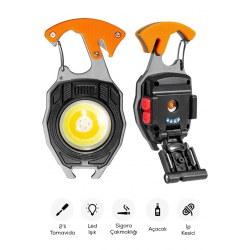 Mey İthalat® Çok Amaçlı LED Işıklı Anahtarlık – Çakmak, Tornavida, Şişe Açacağı, Type-C Şarjlı, Manyetik Özellikli Çok Fonksiyonlu Araç Gereci