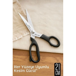 Mey İthalat® Çok Amaçlı Makas – 21 cm Uzunluk | 11 cm Kesim Bıçağı | Paslanmaz Çelik, Ergonomik Sap 722183